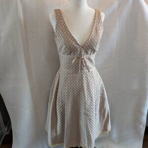 Sandra Angelozzi Fit & Flare Dress Beige Neutral Est. size 6 Wedding Guest